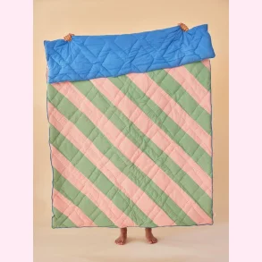 Bomulds tppe fra RICE i rosa/let petrolium