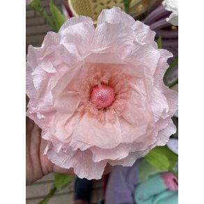 H�ndfoldet papir blomst - pink