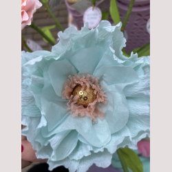 Hndfoldet papir blomst - bl