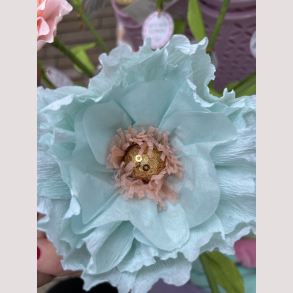 Hndfoldet papir blomst - bl