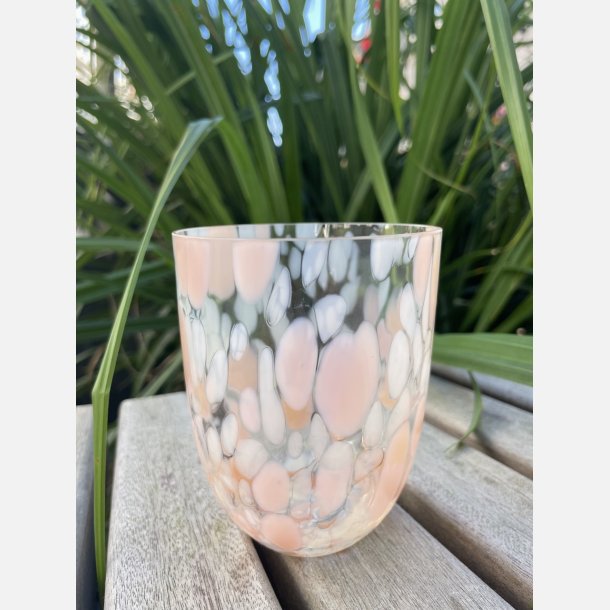 Mundbl�st glas -  BIG confetti tumbler - apricot
