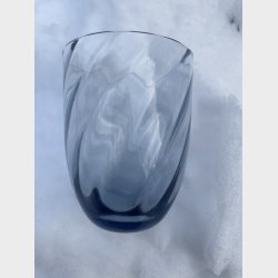 Mundblst glas -  SWIRL tumler- Blue smoke