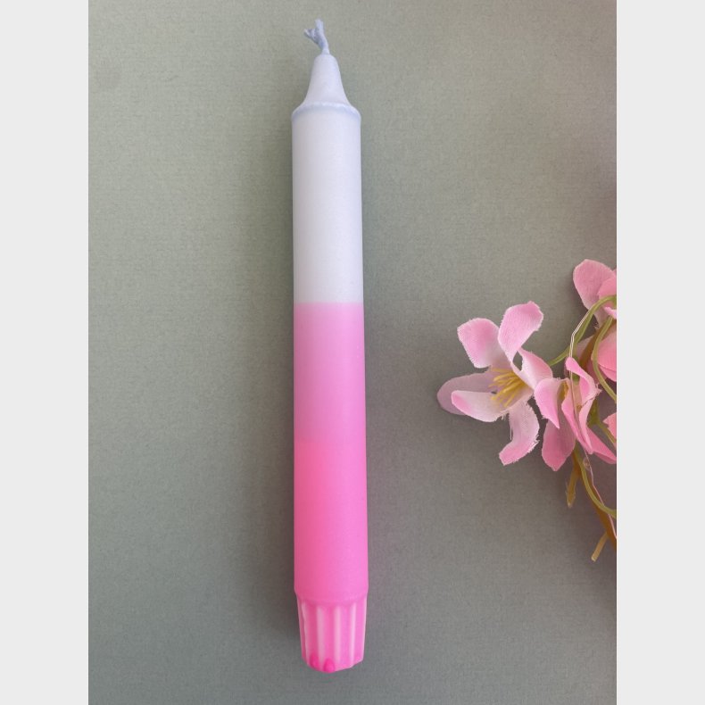 Kronelys 20cm lysebl/pink