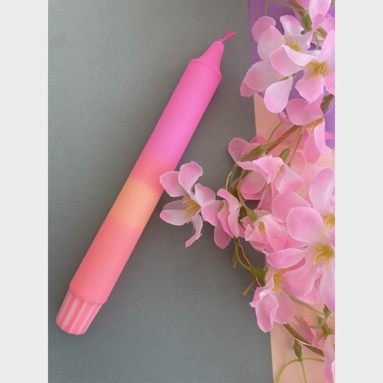 Kronelys 20cm pink/orange/rosa